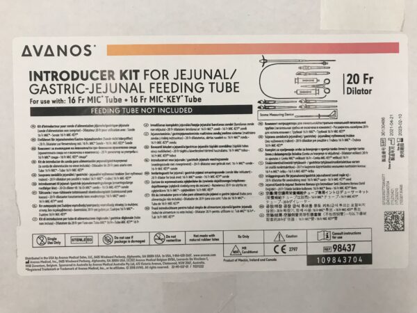 Avanos 98437 Introducer Kit for Jejunal/Gastric-Jejunal Feeding Tube 20Fr Dilator (X)