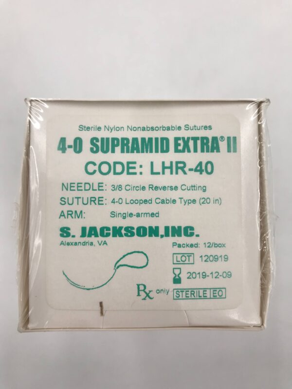 S.Jackson, Inc LHR-40 Supramid Extra II 4-0 3/8 Circle Reverse Cutting (12/Box) (X)