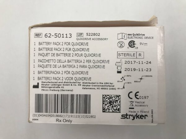 Stryker 62-50113 1 Battery Pack 2 for QuickDrive (X)