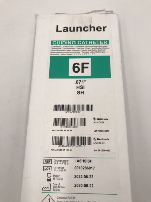 Medtronic LA6HSISH Launcher Guiding Catheter .071" HSI SH 6F 100cm (X)