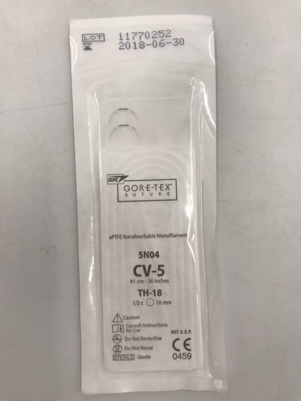 Gore 5N04 Gore-Tex Suture ePTFE Nonabsorbable Monofilament CV-5 91cm-36in TH-18 1/2c 18mm (X)