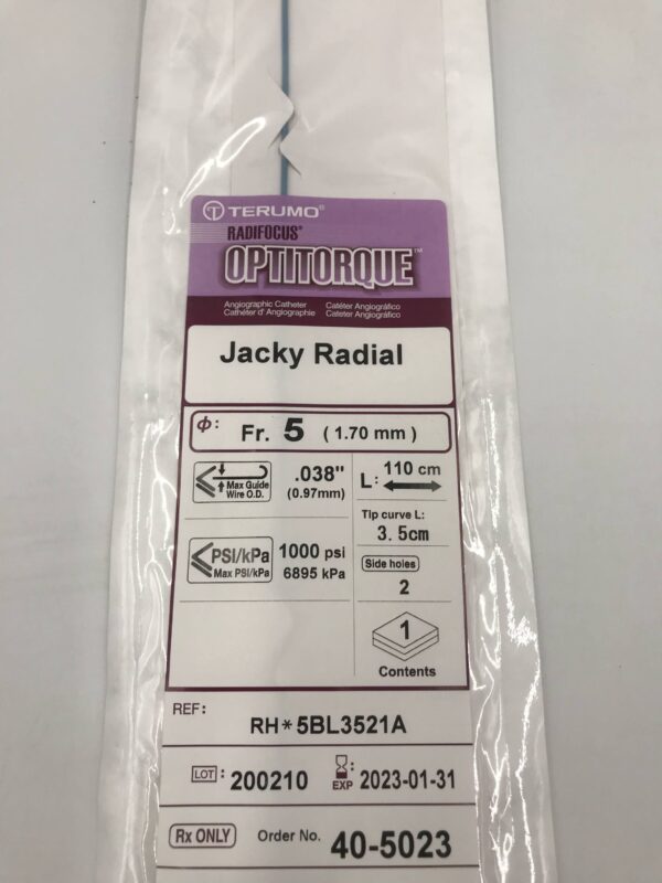 Terumo 40-5023 Radifocus Optitorque Jacky Radial Angiographic Catheter 5Fr. 110cm (X)