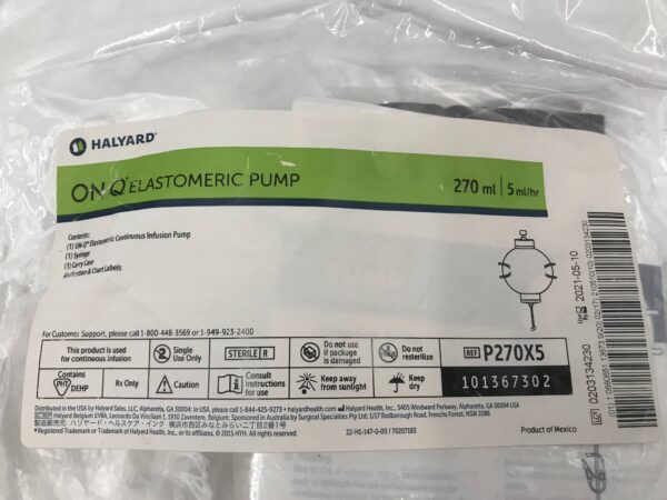 Halyard P270X5 ON-Q Elastomeric Pump 270ml (X)