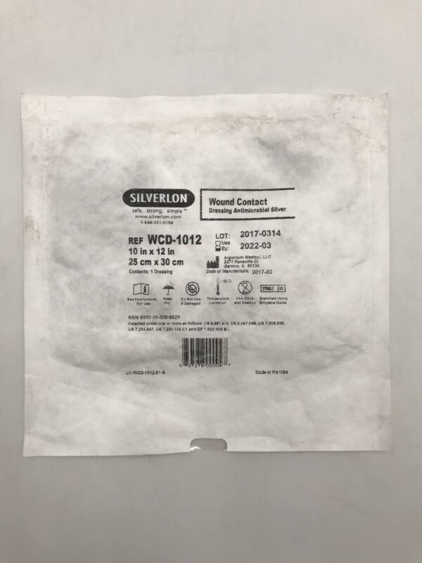 Argentum Medical WCD-1012 Silverlon Wound Contact Dressing Antimicrobial Silver 10in x 12in (X)