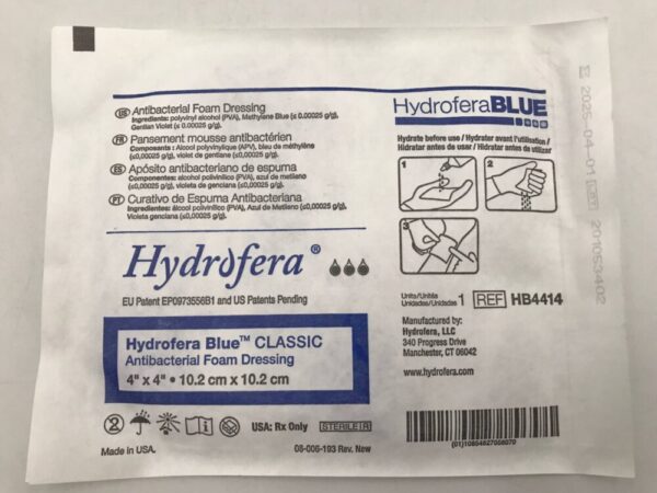 Hydrofera HB4414 Hydrofera Blue Classic AntiBacterial Foam Dressing 4" x 4" (10/Box)