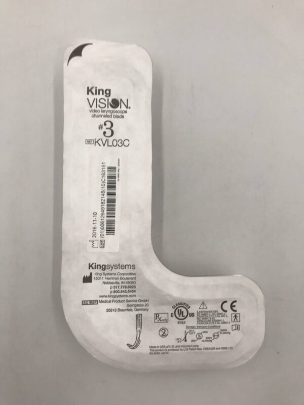 KING SYSTEMS KVL03C King Vision Video Laryngoscope Channeled Blade #3