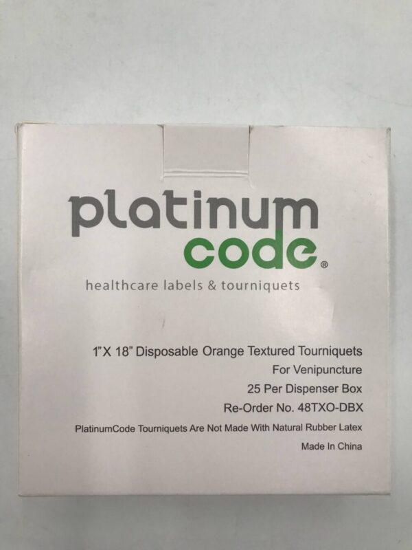 PlatinumCode 48TXO-DBX 1" x 18" Disposable Orange Textured Tourniquets for Venipuncture (25/Box)