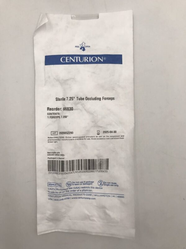 Centurion 66830 Sterile 7.25" Tube Occluding Forceps
