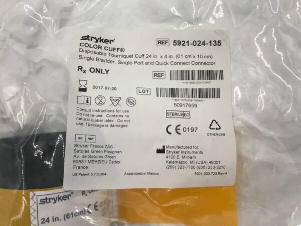 STRYKER 5921-024-135 Color Cuff Quick Connect Single Port Single Bladder 24x4in (X)