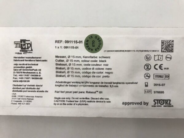 MTP 091115-01 Storz Cutter Ø 15mm Colour Code Black (X)