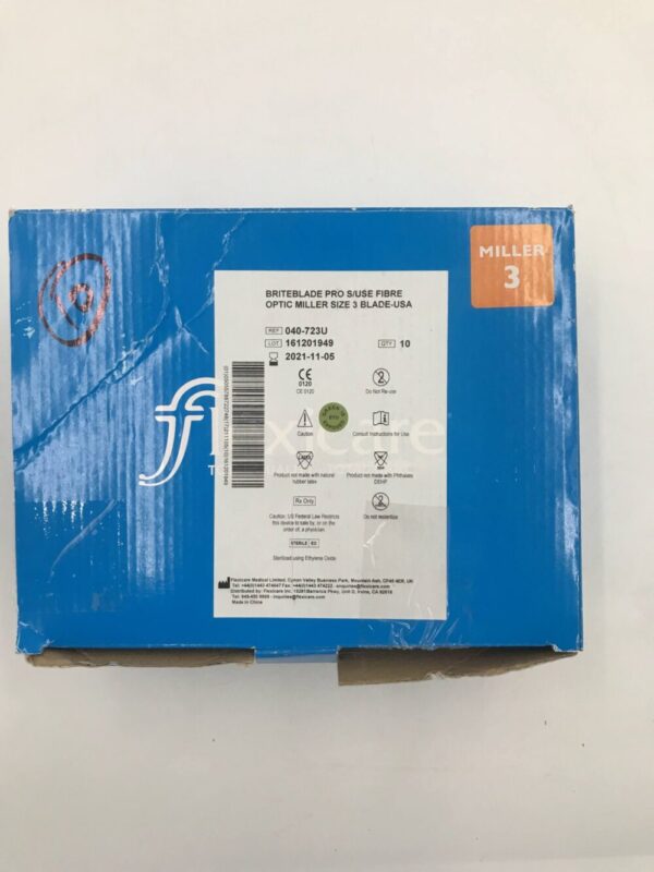 Flexicare 040-723U BriteBlade Fiber Optic Metal Disposable Laryngoscope Blade (10/Box) (X)