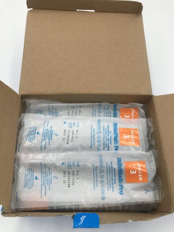 Flexicare 040-723U BriteBlade Fiber Optic Metal Disposable Laryngoscope Blade (10/Box) (X)