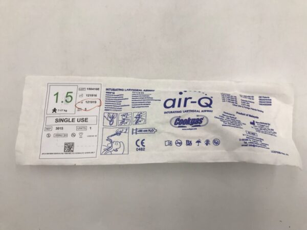 Cookgas 3015 Mercury Air-Q Single Use Intubating Laryngeal Airway <60cm H2O (X)