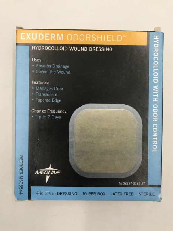 Medline MSC5544 Exuderm Odorshield Hydrocolloid Wound Dressing 4in x 4in (10/Box) (X)