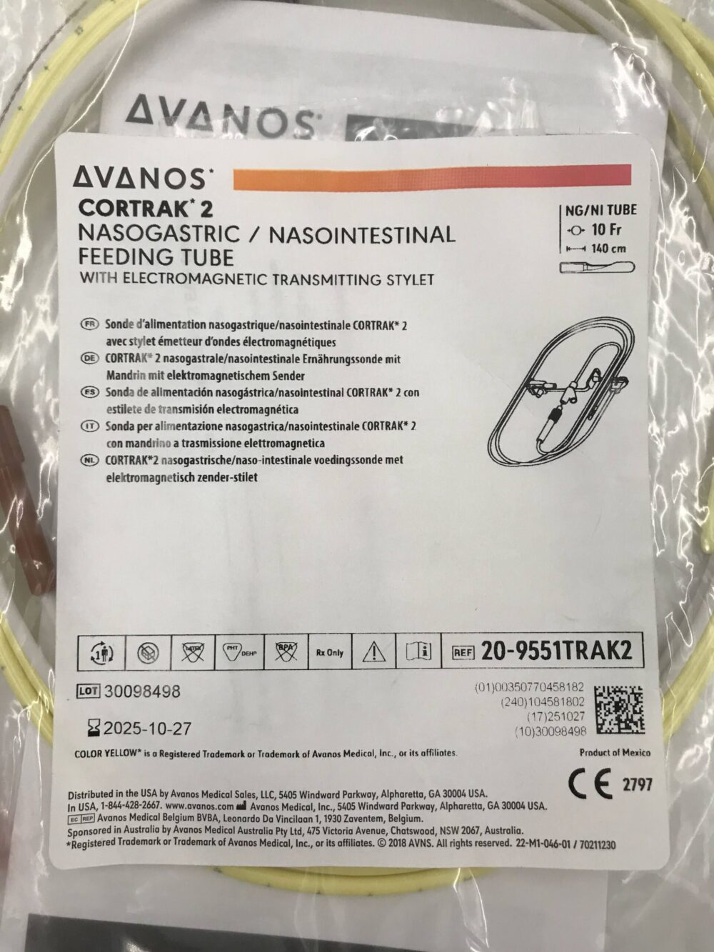 AVANOS 20-9551TRAK2 Cortrak 2 Nasogastric / Nasointestinal Feeding Tube ...