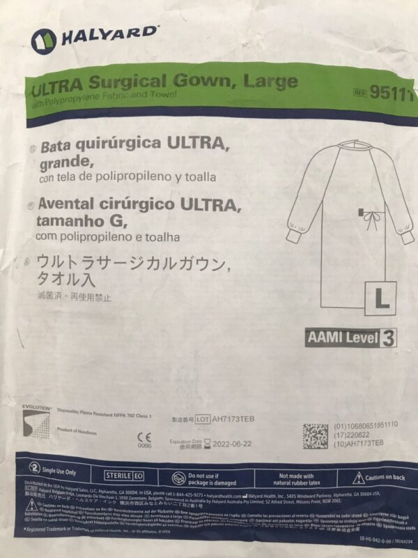 HALYARD 95111 Ultra Surgical Gown Large, AAMI Level 3 (X)