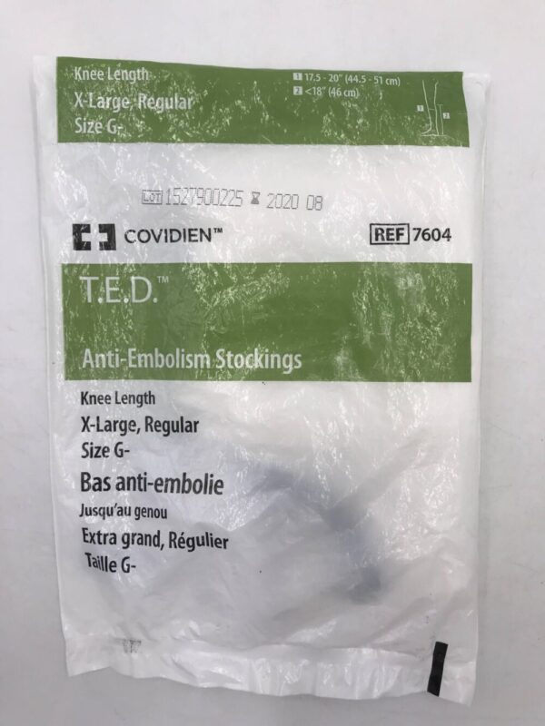 Covidien 7604 T.E.D. Anti-Embolism Stockings Knee Length X-Large Regular Size G- (X)