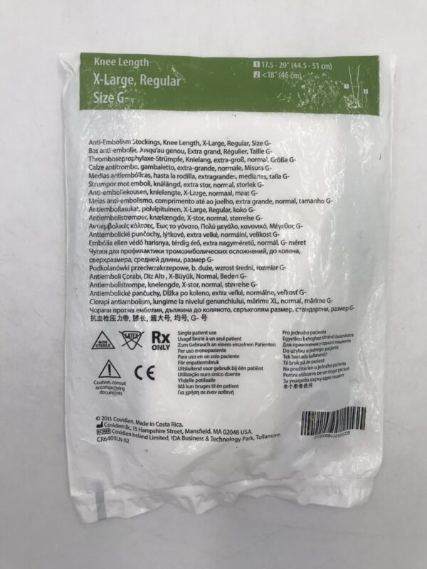 Covidien 7604 T.E.D. Anti-Embolism Stockings Knee Length X-Large Regular Size G- (X)