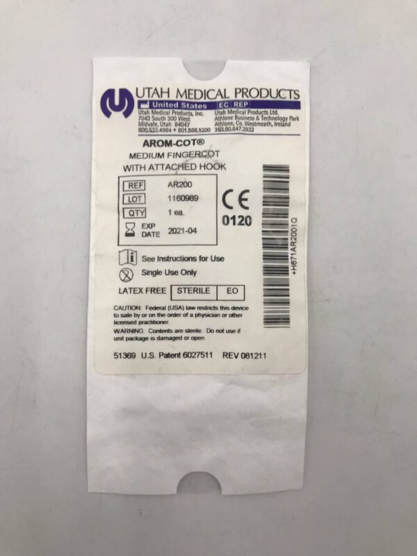 UTAH MEDICAL AR200 Arom-Cot Medium Finger Cot w/ Attached Hook(X)