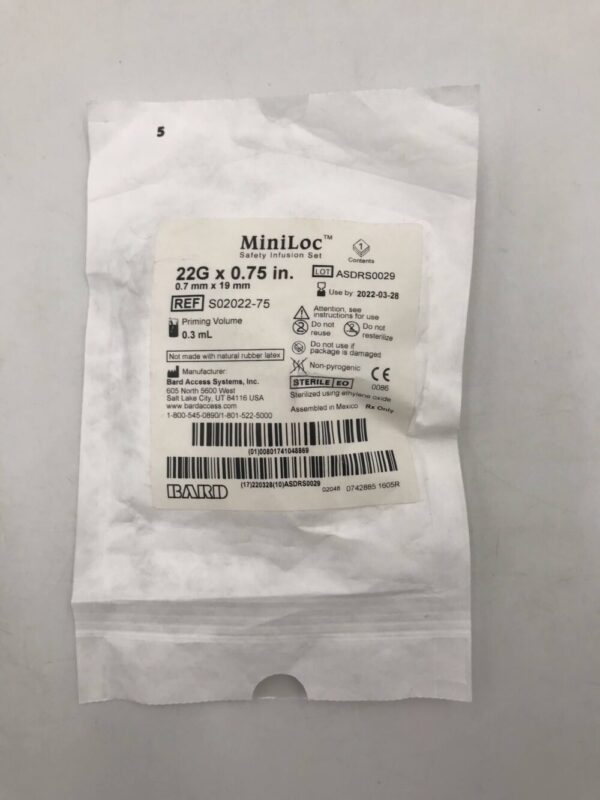 BARD S02022-75 MiniLoc Safety Infusion Set 22G x 0.75in (X)