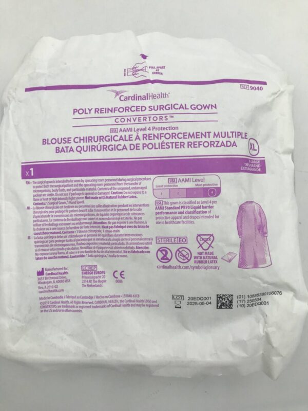 Cardinal Health 9040 Poly Reinforced Surgical Gown Convertors AAMI Level 4 XL