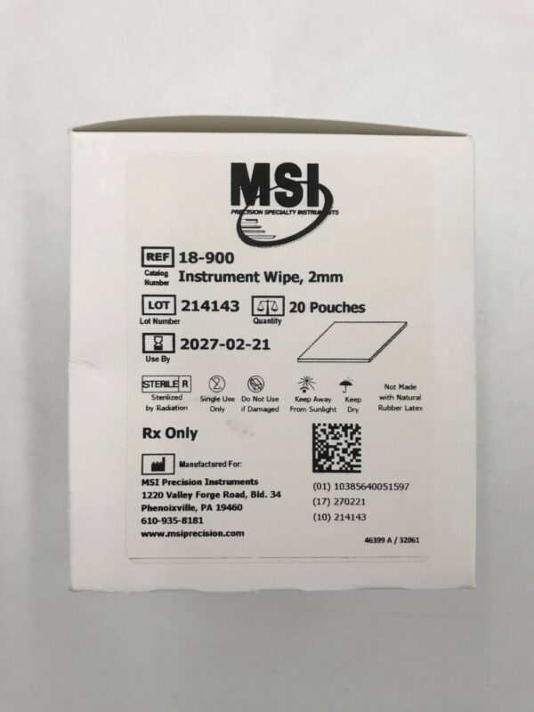 MSI 18-900 Instrument Wipe 2mm (20/Box)
