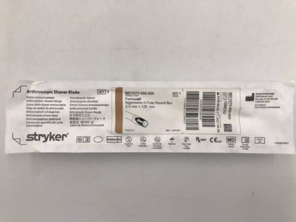Stryker 0375-950-000 Formula Aggressive 6-Flute Round Bur 5.5mm x 125mm (5/Box)