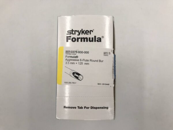 Stryker 0375-930-000 Formula Aggressive 6-Flutes Round Bur 3.5mm x 125mm (5/Box)