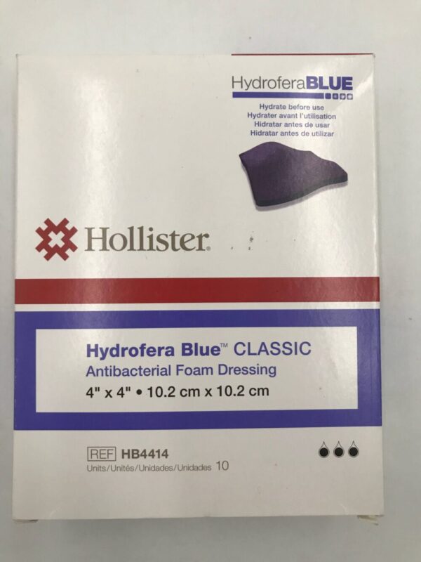 Hollister HB4414 Hydrofera Blue Classic Antibacterial Foam Dressing 4" x 4" (10.2cm x 10.2cm) (10/Box) (X)