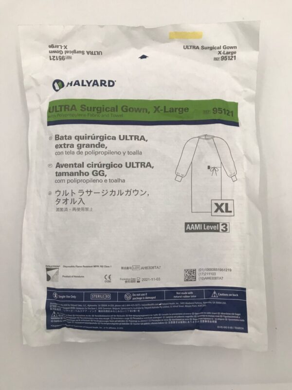 HALYARD 95121 Ultra Surgical Gown X-L w/Polypropylene Fabric & Towel AAMI Level 3 (X)