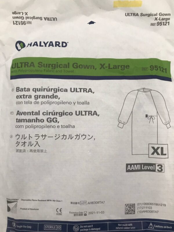 HALYARD 95121 Ultra Surgical Gown X-L w/Polypropylene Fabric & Towel AAMI Level 3 (X)