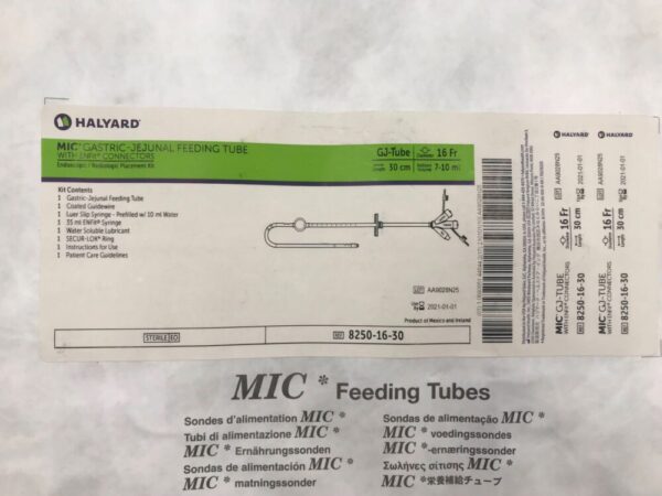 HALYARD 8250-16-30 MIC Gastric Jejunal Feeding Tube w/ Enfit Connectors Endoscopic/Radiologic Placement Kit GJ-Tube 16F (X)