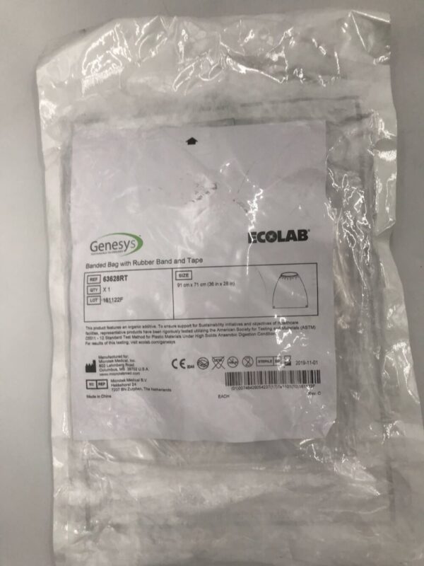 Microtek Medical 63628RT Ecolab Genesys Banded Bag with Rubber Band and Tape 91cm x 71cm (X)