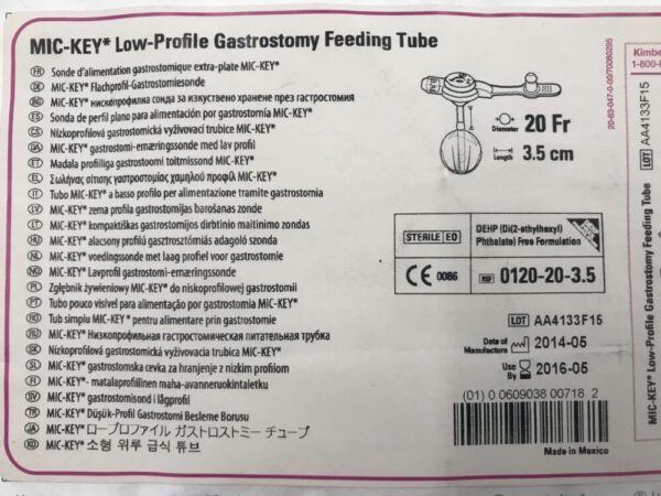 Kimberly-Clark 0120-20-3.5 Mic-Key* Low-Profile Gastrostomy Feeding Tube 20Fr (X)