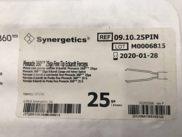 Synergetics 09.10.25PIN Pinnacle 360 25Ga Fine Tip Eckardt Forceps (X)