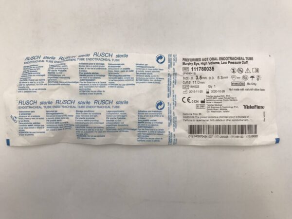 Teleflex 111780035 Rusch Preformed AGT Oral Endotracheal Tube Murphy Eye High Volume Low Pressure Cuff (X)
