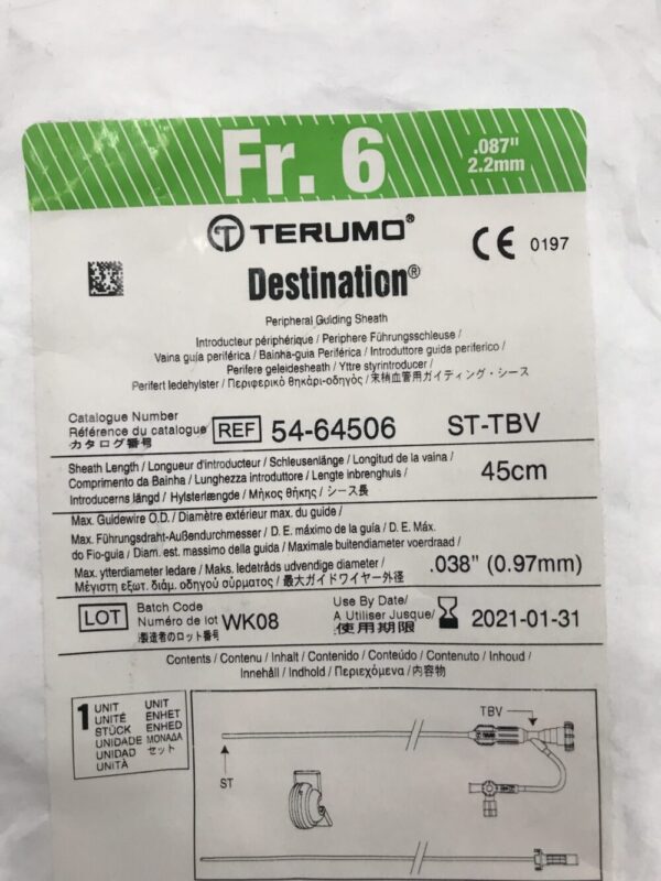 Terumo 54-64506 Destination Peripheral Guiding Sheath 6Fr 45cm (X)
