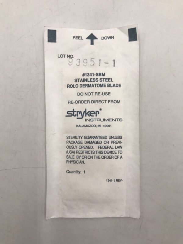 STRYKER 1341-SBM Rolo Dermatome Blade Stainless Steel