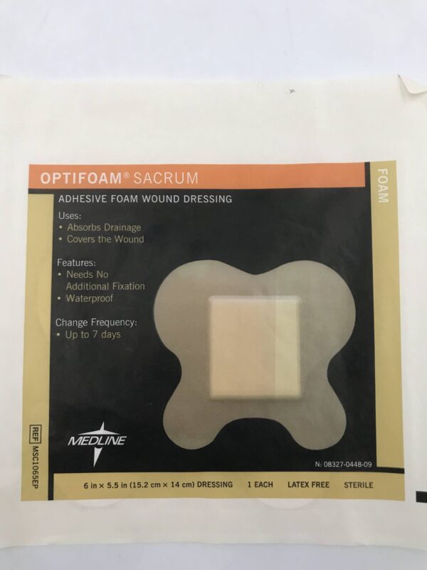 Medline MSC1065EP Optifoam Sacrum Adhesive Foam Dressing 6in x 5.5in (X)