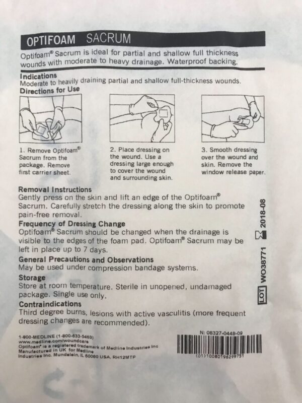 Medline MSC1065EP Optifoam Sacrum Adhesive Foam Dressing 6in x 5.5in (X)