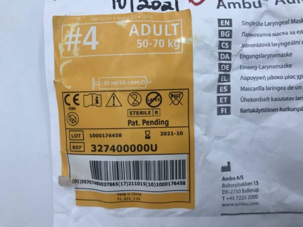 Ambu 327400000U AuraFlex Single Use Laryngeal Mask #4 Adult 50-70kg (X)