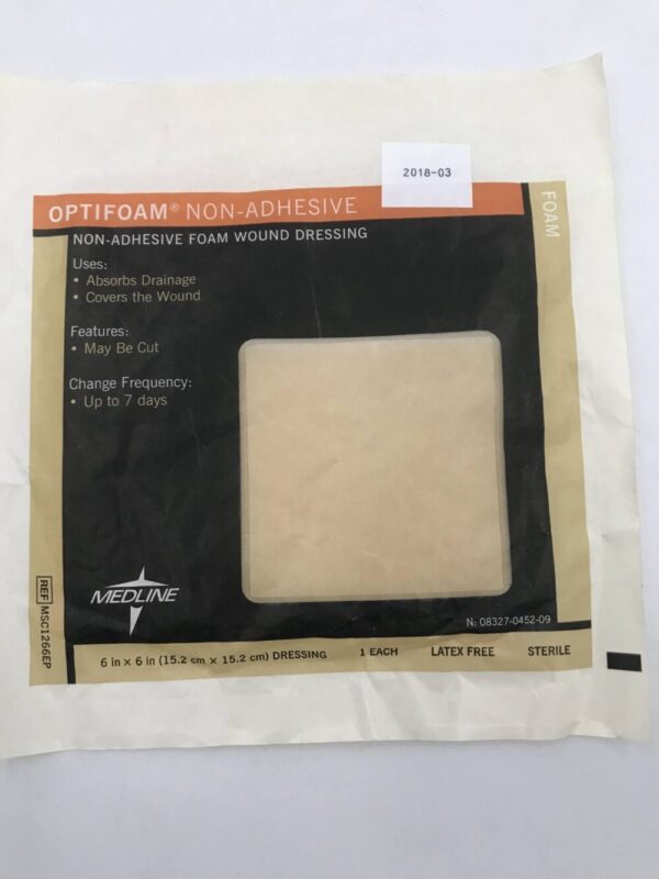 Medline MSC1266EP Optifoam Non-Adhesive Foam Wound Dressing 6in x 6in (X)