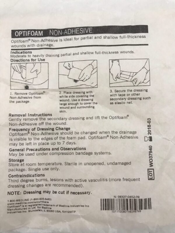 Medline MSC1266EP Optifoam Non-Adhesive Foam Wound Dressing 6in x 6in (X)