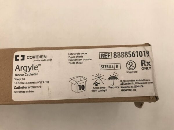 Covidien 8888561019 Argyle Trocar Catheter Sharp Tip (10/Box)