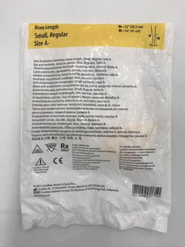Covidien 7071 T.E.D. Anti-Embolism Stockings Knee Length Small Regular Size A-