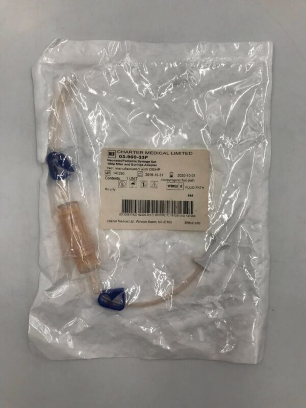 CHARTER MEDICAL 03-960-33F Neonatal/Pediatric Syringe Set 150u Filter and Syringe Adapter (X)