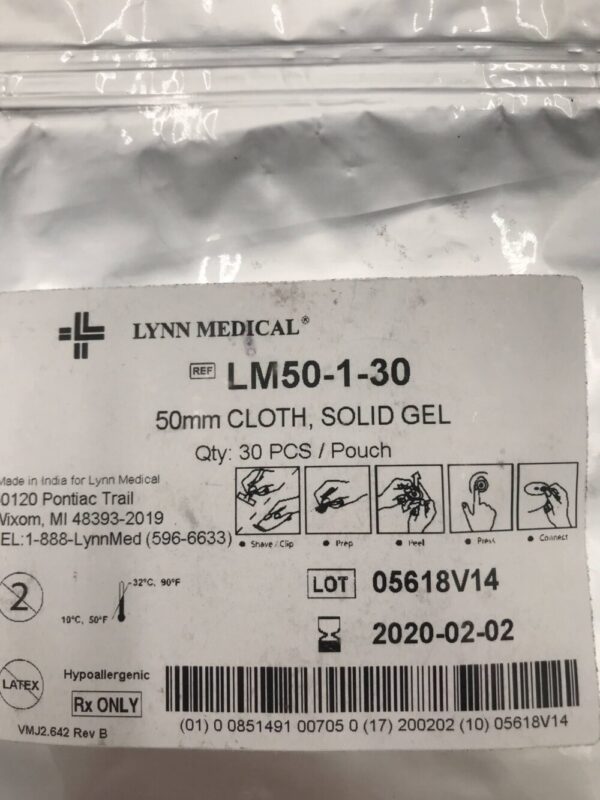 Lynn Medical LM50-1-30 50mm Cloth Solid Gel (30/Pack) (X)