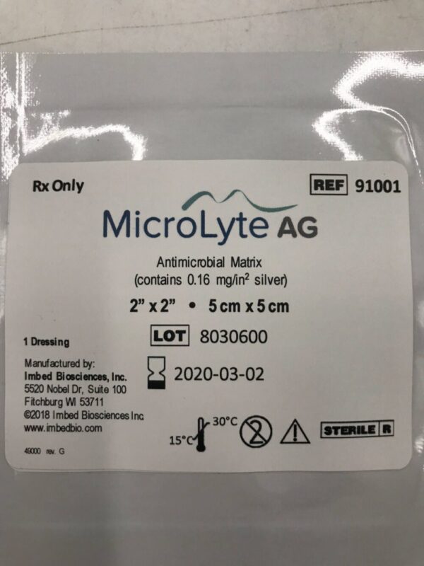 Imbed Biosciences 91001 MicroLyte AG Antimicrobial Matrix 2" x 2" (X)