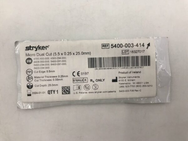 STRYKER 5400-003-414 Micro Dual Cut 5.5 x 0.25 x 25mm