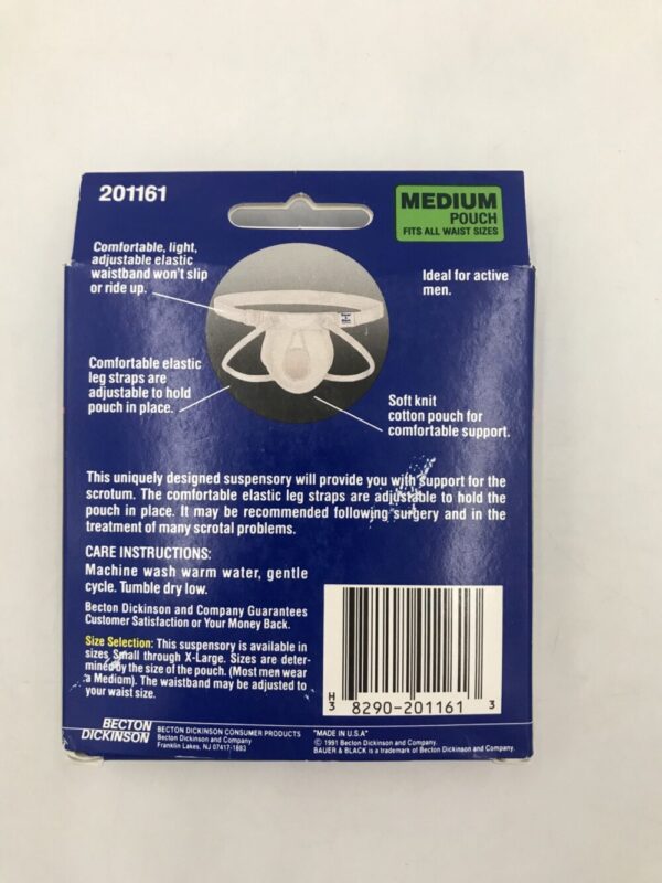 3M 201161 Bauer&Black Therapeutic Suspensory w/ Leg Straps Medium Pouch, Fits all Waist Sizes